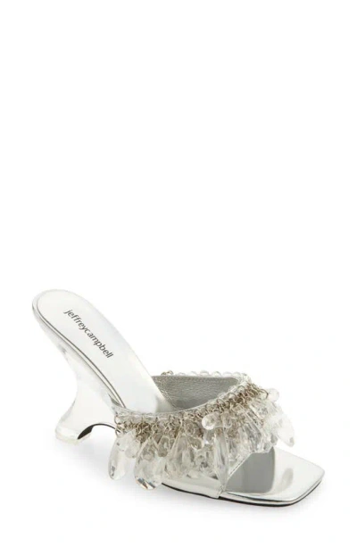 Jeffrey Campbell Chandelier Slide Sandal In Silver Clear