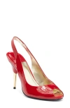 Jeffrey Campbell Charis Open Toe In Red Patent Gold