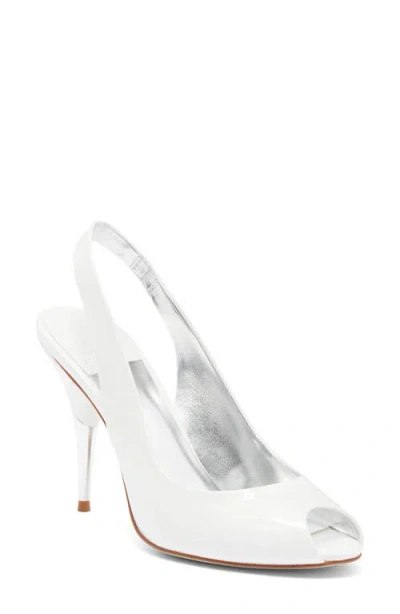 Jeffrey Campbell Charis Open Toe In White Patent Silver