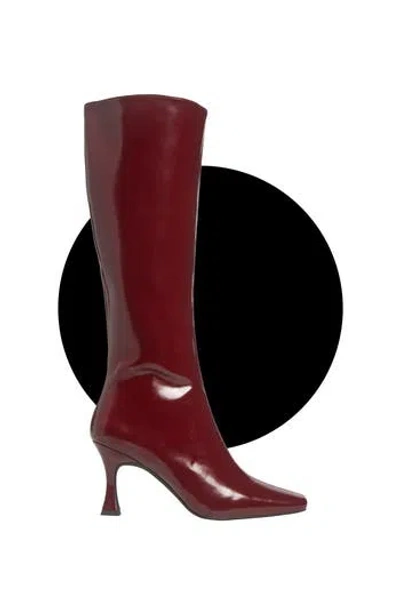 Jeffrey Campbell Check Mate Knee High Boot In Red
