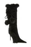 Jeffrey Campbell Chilly Faux Fur Trim Pointed Toe Boot In Black