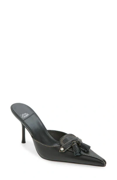 Jeffrey Campbell Claypool Pointed Toe Tassel Loafer Mule In Black