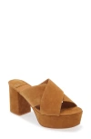 Jeffrey Campbell Coerce Platform Sandal In Tan Suede