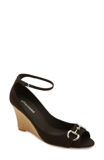 Jeffrey Campbell Company Wedge Sandal In Black Canvas Silver