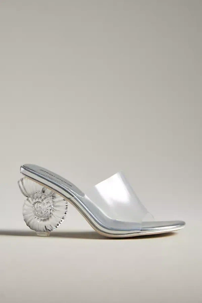Jeffrey Campbell Conch Heeled Mules In Silver