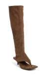 Jeffrey Campbell Confidence Knee High Sandal In Light Brown Suede
