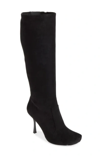 Jeffrey Campbell Conform Embossed Toe Knee High Boot In Black Suede