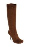 Jeffrey Campbell Conform Embossed Toe Knee High Boot In Brown Suede