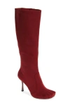 Jeffrey Campbell Darling Pointed-toe Knee-high Pointed-toe Dress Boots In Red Suede