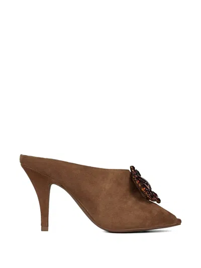 Jeffrey Campbell Coronate Gemstone Embellished Sandals In Brown