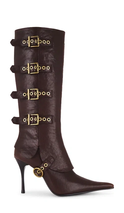 Jeffrey Campbell Corseted Boot In Brown Bronze