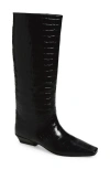 Jeffrey Campbell Croc Embossed Boot In Black