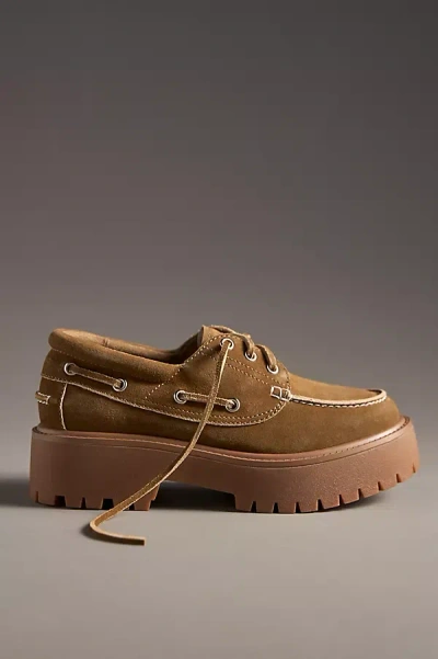 Jeffrey Campbell Crushed-t Lug Platform Boat Shoes In Brown