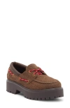 Jeffrey Campbell Crushed-t Platform Loafer In Brown Suede Combo