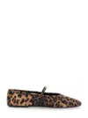Jeffrey Campbell Dancerina Brown Ballet Shoes With Strap And Leopard Print In Tech Fabric Woman