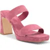 Jeffrey Campbell Danity Platform Slide Sandal In Deep Pink Suede