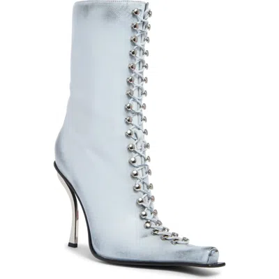 Jeffrey Campbell Dauntless Leather Bootie In White Ruboff