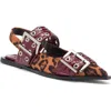 Jeffrey Campbell Debb Slingback Flat In Cheetah-satin-cherry Red Pat