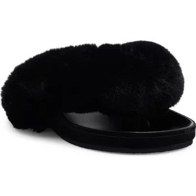 Jeffrey Campbell Delulu Faux Fur Flip Flop In Black