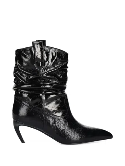 Jeffrey Campbell Desolation Ruched Pointed-toe Boots In Animal Print