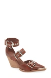 Jeffrey Campbell Emilia Buckle Cutout Boot In Tan Silver