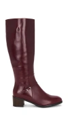 Jeffrey Campbell Equestrian Boots In Wine Silver