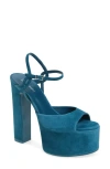 Jeffrey Campbell Ever Last Ankle Strap Platform Sandal In Blue