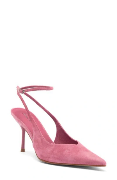 Jeffrey Campbell Executive Ankle Strap Pointed Toe Slingback Pump In Dusty Rose Suede