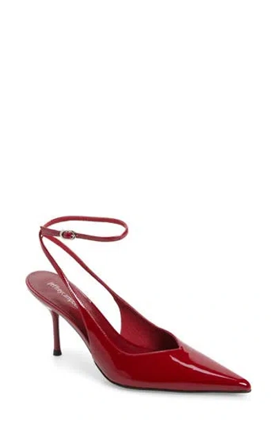 Jeffrey Campbell Executive Ankle Strap Pointed Toe Slingback Pump In Red