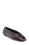 Jeffrey Campbell Fathom Sequin Square Toe Flat In Brown
