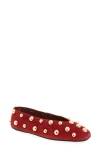 Jeffrey Campbell Odom Studded Slide Sandal In Wine Suede Gold