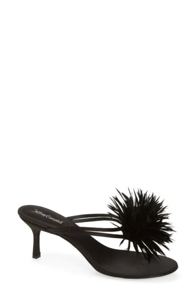 Jeffrey Campbell Firework Feather Sandal In Black