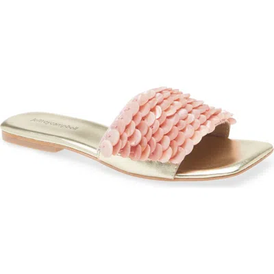 Jeffrey Campbell Fishy Slide Sandal In Coral Gold Combo