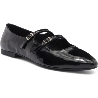 Jeffrey Campbell Flatz Mary Jane Flat In Black Crinkle Patent