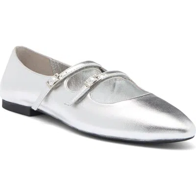 Jeffrey Campbell Flatz Mary Jane Flat In Silver