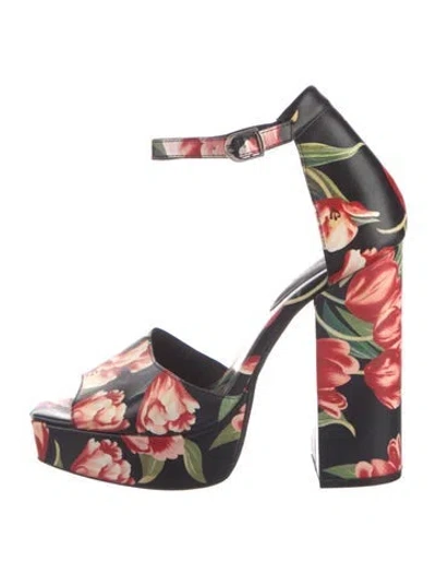 Pre-owned Jeffrey Campbell Floral Print Sandals In Red