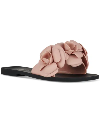 Jeffrey Campbell Floralee Floral Jelly Slide Sandals In Beige Matte,black Matte