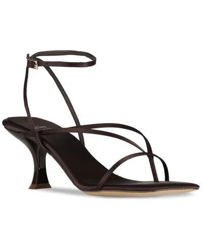 Jeffrey Campbell Fluxx Strappy Dress Sandals In Dark Coffee Satin