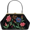 Jeffrey Campbell Frame Floral Embroidered Velvet Shoulder Bag