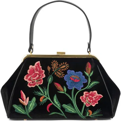 Jeffrey Campbell Frame Floral Embroidered Velvet Shoulder Bag