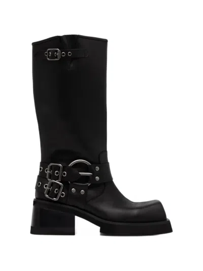 Jeffrey Campbell Fraudulent Buckle-strap Square-toe Boots In Black