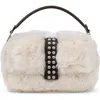 Jeffrey Campbell Furreal Faux Fur Handbag In Cream Brown Combo