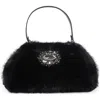 Jeffrey Campbell Gabor Faux Fur Satchel Handbag In Black