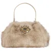 Jeffrey Campbell Gabor Faux Fur Satchel Handbag In Brown