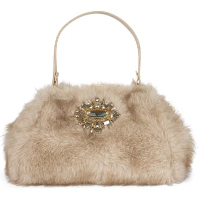 Jeffrey Campbell Gabor Faux Fur Satchel Handbag In Brown
