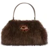 Jeffrey Campbell Gabor Faux Fur Satchel Handbag In Brown