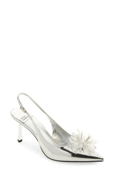 Jeffrey Campbell Gambol Slingback Pointed Toe Pump In Silver Clear