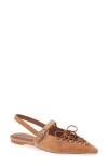 Jeffrey Campbell Geralt Pointed Toe Slingback Flat In Tan Suede
