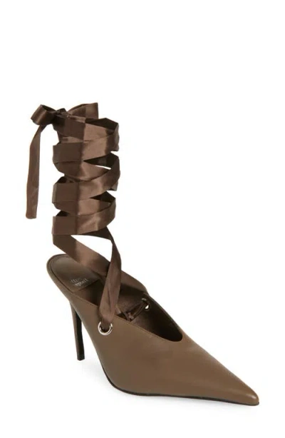 Jeffrey Campbell Grateau Ankle Wrap Mule In Brown