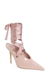 Jeffrey Campbell Grateau Sculpted High-heel Lace-up Mules In Pink
